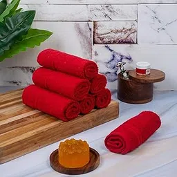 100% Cotton Unisex Soft Face Towel Super absorvent and Quick Dry 500 GSM Size (12 * 12) inch Combo Pack of 10pc Set Color (Red)-picture-30