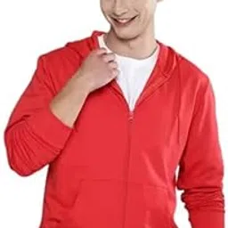 earthstick Men's Cotton Plain Hooded Neck Full Zipper Sweatshirt Hoodies with Muff Pocket-picture-47