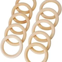 CALANDIS 20Pc Handmade Unfinished Wood Wooden Rings Natural Teether Rings for DIY Crafts Rattles Baby Teething Toys 45Mm-image-5