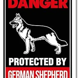 Beware of German Shepherd Signs, Danger Protected By German Shepherd 9x12 Beware of Dog Warning Metal Aluminum Sign, Guard Dog Sign-picture-44