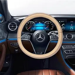 CARIZO Car Steering Wheel Cover | Microfiber Leather | Breathable, Anti Slip | Odourless | Mesh Series | Beige for Honda City Zx (2003-2008)-picture-53