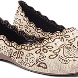 jm looks Women’s Jutti Embroidered Slip-On Ethnic Ballet Flats Shoes for Casual Long Outing image 1