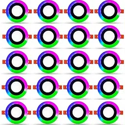 D'Mak 6 Watt 3+3 Round Double Colour LED Conceal Panel Side 3D Effect Light (Pack of 20, White & PGB)-picture-32