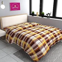 BREVARD Single Bed Woolen Fabric Checkered Design Quilt Cover/Duvet Cover/Rajai Cover/Blanket Cover for Winter (70 X 90 Inches, Brown)-picture-28