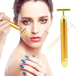 IDEALIMPACT Gold Energy Beauty Electric Vibration Facial Massage Roller Waterproof Face Skin Care Shaped Anti Wrinkle Massager for Forehead Cheek Neck Clavicle Arm Leg. (Gold)-picture-39