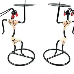 Apka Mart The Online Shop Tea Light Candle Holders - Set of 2 | Metal T Light Candle Stand - 5 Inch -Handicraft Decorative Holder & Showpiece Figurine for Table Decor, Home Decor, Room Decor and Gifts-picture-17