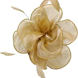atorse ™ Women Flower Fascinator Hat 1920s Gatsby Bridal Headband Cocktail Party golden-picture-26