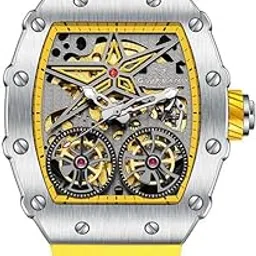 giordano Luxury Automatic Watch for Men – Mechanical Skeleton Dial, Dual Gear Display,Silicon Strap-picture-10