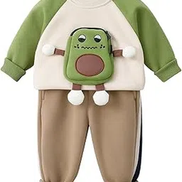 bold n elegant Unisex Kid Cotton Printed Full Length Uptown 3D Cartoon Pocket Pouch T-Shirt Sweatshirt And Jeans Party Dress-picture-25