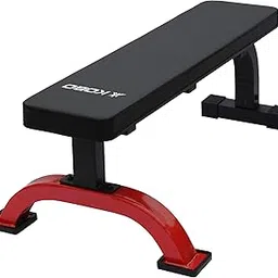 Kobo EB-1011 Imported Steel Heavy Duty Exercise Flat Bench for Home Gym (Black, Red)-image-16