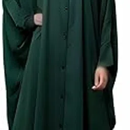 mushkiya Front Open Buttoned Kaftan Abaya For Women and Girl in Firdaus Fabric | Cuffed Sleeves | Comes with Matching Stole (ME-KA-038-Bottle Green)-picture-14