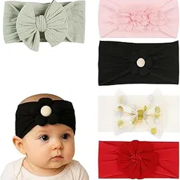 ANNA CREATIONS 5 Pcs Baby Headbands for Girls & Boys, Soft Stretchy Hair Bands with Bow, Flower and Knot Design, Comfortable and Stylish Hair Accessories for Newborn, Infant and Toddler Babies-picture-17