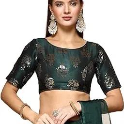 oomph! Ethnic Style Readymade Brocade Half Sleeve Boat-Neck Blouse for Pairing with Sarees, lehengas, or Plazzo for Fusion wear-picture-40