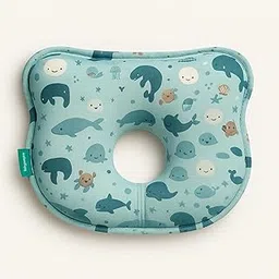 Babypumpkin Suitable for Newborns Adjustable Grow with me fit Perfect Airflow Sweat Free Comfort Neck Pillow,Anti Head tilt Design Breathable Millet Filling Soft and Comfortable (whhale Blue)-picture-14