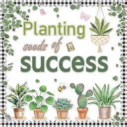 Justforjoyful Greenery Bulletin Board for Potted Plants Classroom Decorations Eucalyptus Cutouts Plant Seeds of Success Bulletin Board for School Home Nursery Chalkboard Farmhouse image 1