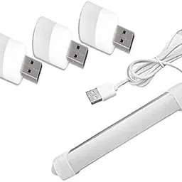 QOCXRRIN 293T-Portable USB LED M ini Tube Light, with High Brightness Cool Day Light for Small Rooms, Petty Shops, Car Indoor Min i Light Straight Linear 1metre Wire -(10inch) and 3 pcs Mi ni USB Bulb image 1