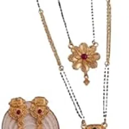 Traditional Mangalsutra for Women – Black Beads & Gold-Tone Pendant | Free Size | Lightweight Ethnic Jewelry | 50gm-picture-29