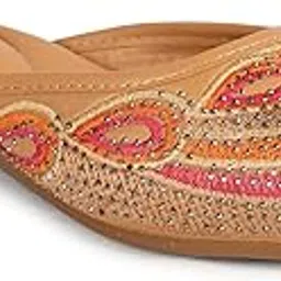 simplex Embellished Slip-On Mules for Women – Stylish and Comfortable Ethnic Footwear Embroidered Heels For Women, Women's and Girl's Latest Stone Work with Designer Emboidery Ethnic Shoes Punjabi Jutis With Cushion FootBed Chappal-picture-58