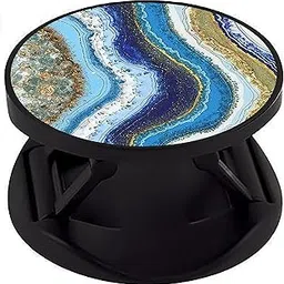 Eggshell Mobile Stand Cell Phone Grip Holder Hand Premium Glossy Finish Black Expanding Stand Mobile Finger Grip Back (Sockets) Fold Compatible All Basic Cell Phone (Dark Blue Golden Sand Abstract)-image-79
