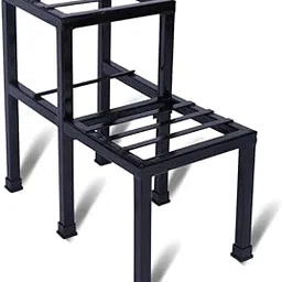 TESLA 2-Tier Metal Plant Stand, Black Rectangular Indoor Outdoor Flower Pot Holder with Rubberized Base, 40x25x25 cm-picture-19