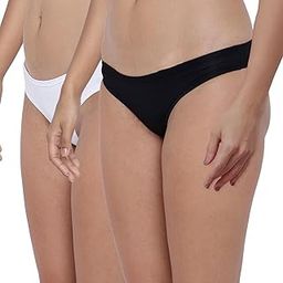 la intimo BASIICS Amor Love Antimicrobial Semi Seamless Bikini Brief Panty for Women (Pack of 2) Black, White-picture-15