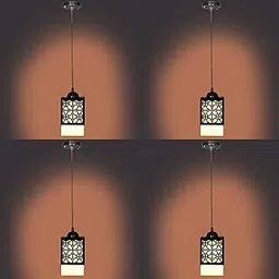 G Gojeeva The Wooden Hanging Lamp Style Hanging Lamp Creative Wood Pendant Light Lamp Suitable for Living Room,Foyer,Bedroom,Hallway (Black) Pack of 4-picture-18