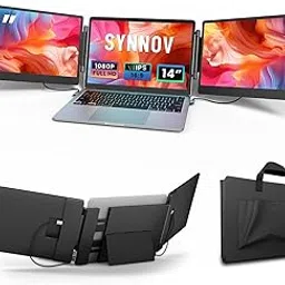 Laptop Screen Extender, 14" FHD 1080P Triple Portable Monitor for 13"-16.5" Laptop with Stand, Dual Monitors Built-in Speakers, Plug & Play, Monitor Extender for MacOS/Wins/Chrome/Dex-picture-51