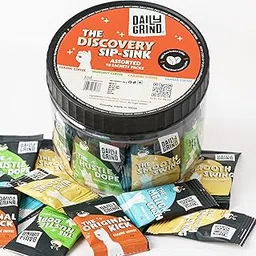 DAILYGRIND Instant Coffee Sachets - Pack of 48 | 4 Flavors -96grams | Assorted Coffee Powder Sachets with Jar - Classic, Hazelnut, Vanilla, Caramel | Flavoured Coffee | Freeze Dried | 100% Arabica-picture-28