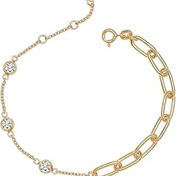 lecalla 925 Sterling Silver CZ Bracelet for Women and Girls | BIS Hallmarked 14K Gold Plated Cubic Zirconia Bracelet | Elegant Bracelet Jewelry Gift for Wedding Birthday Anniversary-picture-54