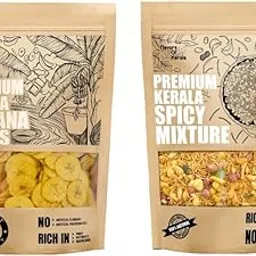FLAVORS OF KERALA (FOK) Kerala Snacks Combo | Banana Chips in Coconut Oil 300g & Kerala Mixture 400g | Authentic South Indian Namkeen | Traditional Tea-Time Snack Pack-picture-26
