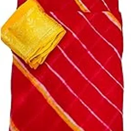 pareek collection New Launch Double Color Jaipuri Leheriya Saree in Pure Georgette with Big Satin Border & Unstitched Contrast Blouse-picture-24