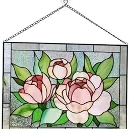 LOOM TREE® 2xStained Rectangle Window Panel Wall Decor Peony | Home D?©cor | Suncatchers & Mobiles-image-36