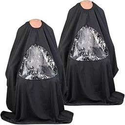 ARTIBETTER 2pcs Hair Cutting Cape Barber Cape Waterproof Haircut Hairdressing Gown Apron for Salon Barber Special Hair Styling Accessory Black-image-30