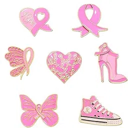 yahpern Breast Cancer Awareness Pins for Women Enamel Pink Ribbon Lapel Pins Fight Breast Cancer Brooches Heart Hope Butterfly Brooch Pins Breast Cancer Awareness Jewelry Accessories Outfits-picture-18