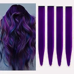 Sidhav "Purple Hair Extension Clip for Women and Girls – Stylish Synthetic Color Streak for Party, Cosplay, and Everyday Hair Styling" (Pack Of 4)-image-84