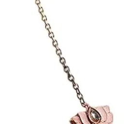 a v fashion Lotus Floral Style Attractive Kundan Maang-Tikka with Kundan Polki for Girls & Women Gold Tone Beaded Chain, Fashion jewellery Pink Colour-picture-34