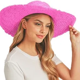 clothera Summer 48cm Big Brim Floppy Beach Pure Paper Straw Hats for Women-picture-13