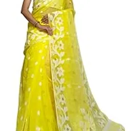 pravati fashion Women's Tamarind Leaf Resham Dhakai Jamdani Pure Cotton Handloom Saree Design Without Blouse Piece-picture-19