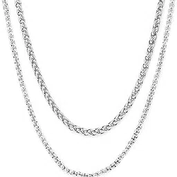 yellow chimes Chain for Men and Boys Silver Figaro Neck Chain for Men | 2 Pcs Combo of Stainless Steel Chains for Men | Birthday Gift for Men and Boys Anniversary Gift for Husband-picture-33