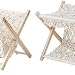 Macrame Magazine Rack Folding Boho Storage Holder for Office Dorm Essentials 23x22x28cm image 1