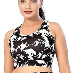 poojaran saree Gymwear Tops & Crop Top for Women | Polyester Blend Sleeveless Workout Crop Top | Athletic Fitness Activewear | Workout Bra,Sports Bra-picture-37