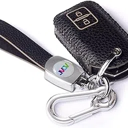 JVCV® Soft Handmade Lychee Pattern Leather Key Cover Compatible with Suzuki Jimny Fronx Grand Vitara Baleno XL6 Swift Ertiga Dzire And Toyota Glanza Urban Cruiser Hyryder 2 Button Smart Key (Black)-picture-10
