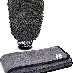 SOFTSPUN Microfiber Super Absorbent Cloth 500 GSM 40X60 & Double Sided Gloves Pc 2 Grey! Edge Towel Set Extra Thick Microfiber Cleaning Cloths Perfect for Bike Auto Cars Both Interior and Exterior.……-image-11