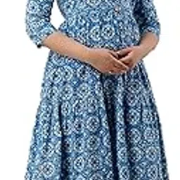 Charnest Floral Printed Anarkali Maternity Kurti/Dress, Pregnancy Dress, Easy Breast Feeding, Breast Feeding Dress Zippers for Nursing Pre and Post Pregnancy-picture-43