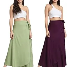 bodyfigure Women's Combo Long Wrap Around Maxi Skirt | Women Wear Long Skirt-picture-17