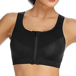 qsn stuff Women's Cotton & Spandex Black X-Large Front Zipper Padded Sports Bra for Gym, Yoga, Dancing, Workout or Aerobic (Pack of 1 Piece)-picture-17
