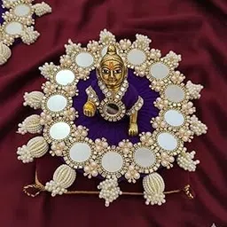 Ladu Gopal Dress | Elegant Handcrafted Traditional Mirror Work | Pearl Clusters | Gold-Toned Mirrors and Crystal Embellishments | Jewelry Work-picture-29