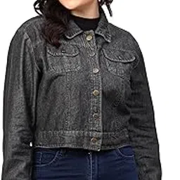 saakaa Women's Denim Wash Black Jacket-picture-17