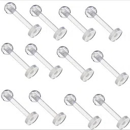 happyupcity Cartilage Earring 30Pcs Clear Silica Gel and Acrylic Retainer Lip Rings Nose Studs Ear Helix Earring Clear Flat Top Retainer-picture-49