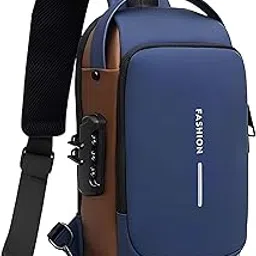nkl Stylish Waterproof Polyester Slim Unisex Sling body Bag with USB Port & Security Lock Perfect for Travel, Bike_UE28-picture-38